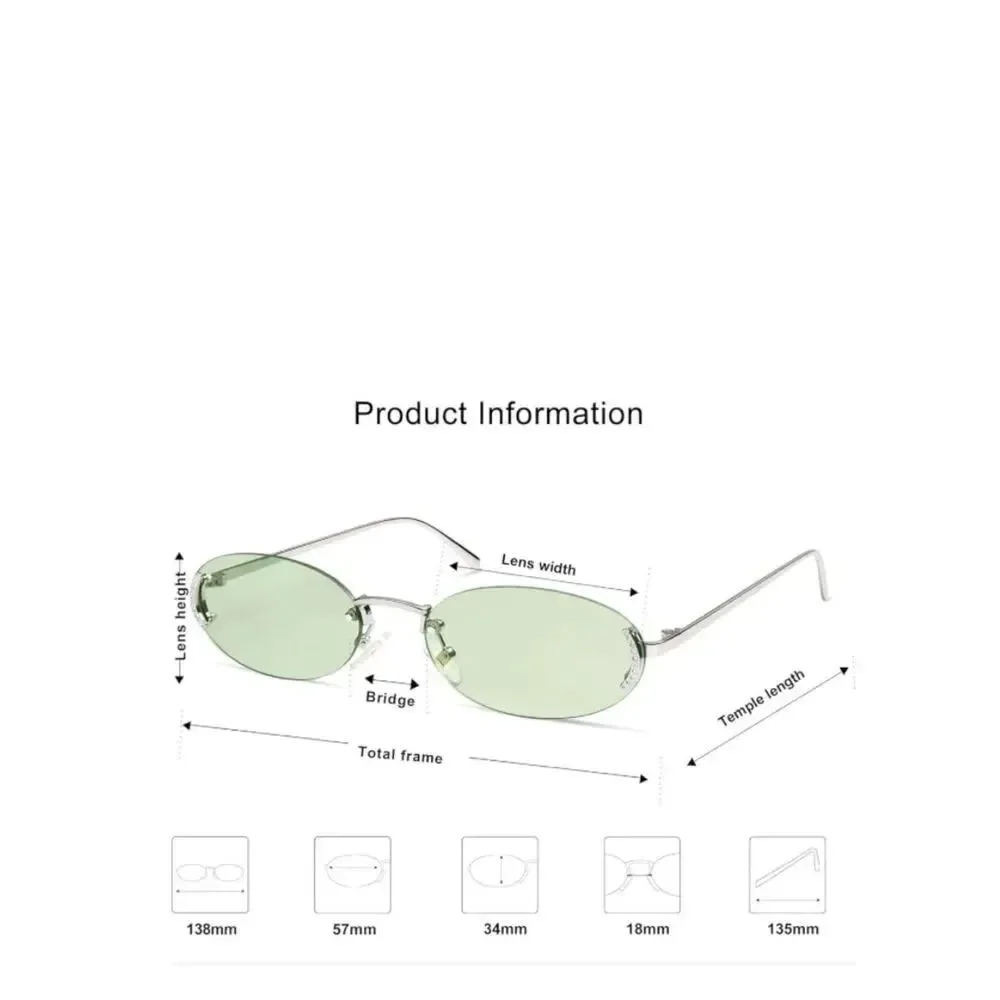 Green lens Retro Oval Sunglasses